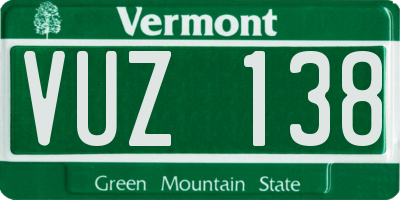 VT license plate VUZ138