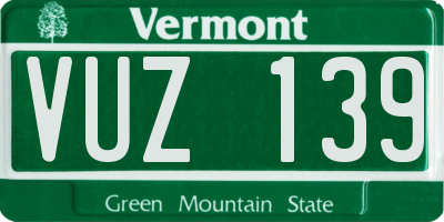 VT license plate VUZ139