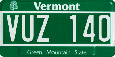 VT license plate VUZ140