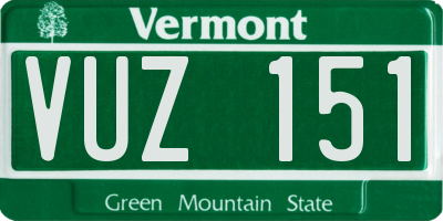 VT license plate VUZ151