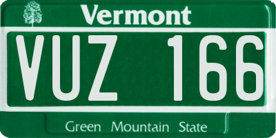 VT license plate VUZ166