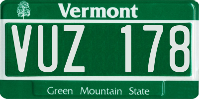 VT license plate VUZ178