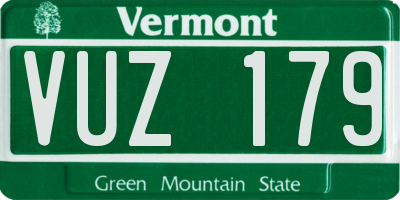 VT license plate VUZ179