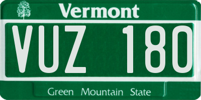 VT license plate VUZ180