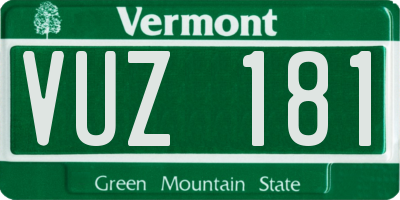 VT license plate VUZ181