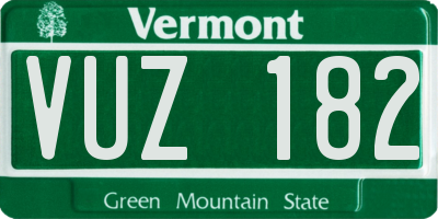 VT license plate VUZ182