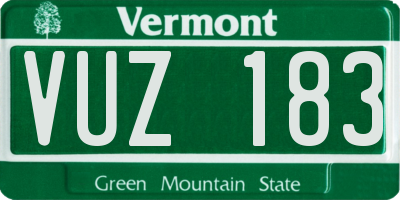 VT license plate VUZ183