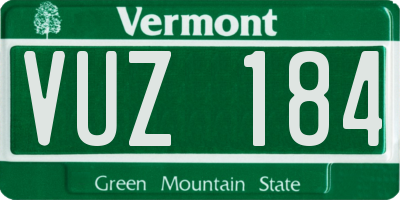 VT license plate VUZ184