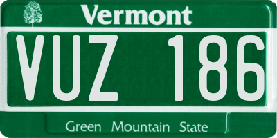VT license plate VUZ186