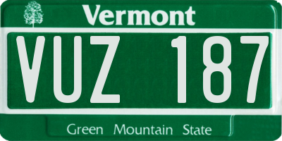 VT license plate VUZ187
