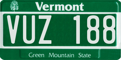 VT license plate VUZ188