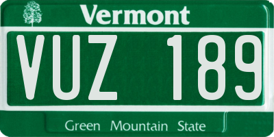 VT license plate VUZ189