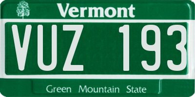 VT license plate VUZ193