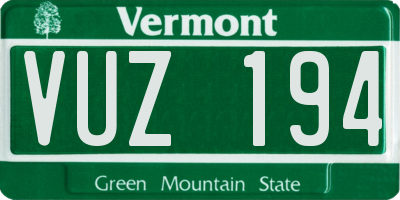 VT license plate VUZ194
