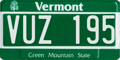 VT license plate VUZ195
