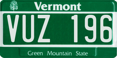 VT license plate VUZ196