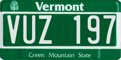 VT license plate VUZ197