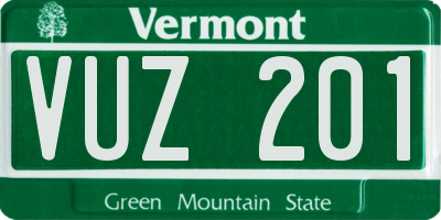 VT license plate VUZ201