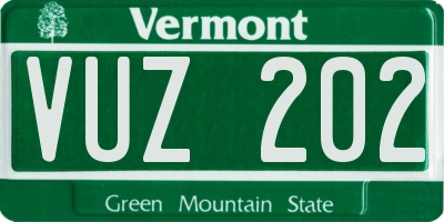 VT license plate VUZ202