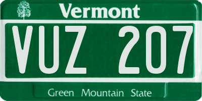 VT license plate VUZ207