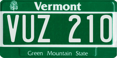 VT license plate VUZ210