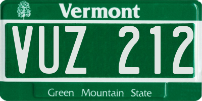VT license plate VUZ212