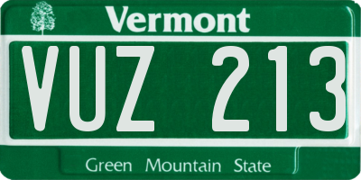 VT license plate VUZ213