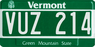 VT license plate VUZ214
