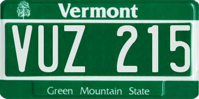 VT license plate VUZ215
