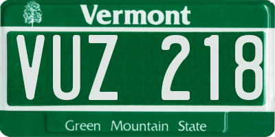 VT license plate VUZ218