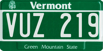 VT license plate VUZ219