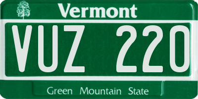 VT license plate VUZ220