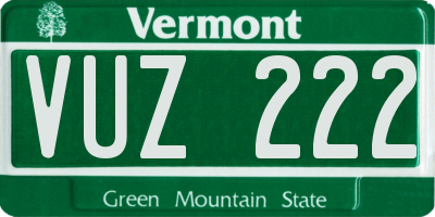 VT license plate VUZ222