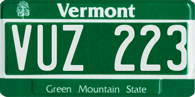 VT license plate VUZ223