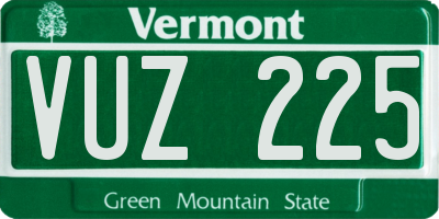 VT license plate VUZ225