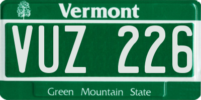 VT license plate VUZ226