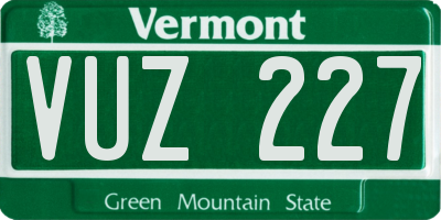 VT license plate VUZ227