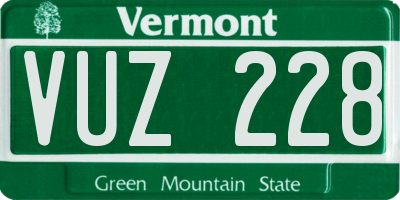VT license plate VUZ228