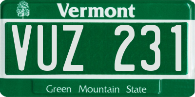 VT license plate VUZ231
