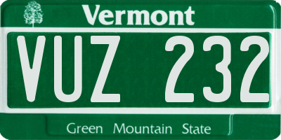 VT license plate VUZ232