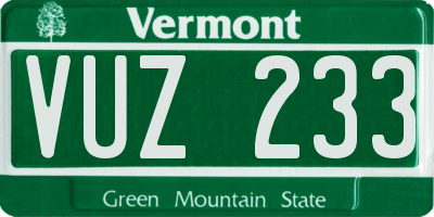 VT license plate VUZ233