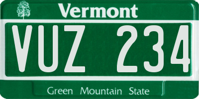 VT license plate VUZ234