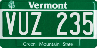 VT license plate VUZ235