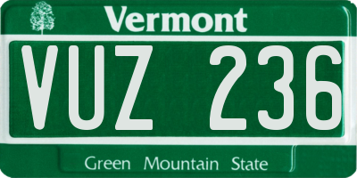 VT license plate VUZ236
