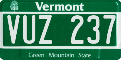 VT license plate VUZ237