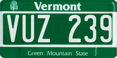 VT license plate VUZ239