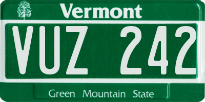VT license plate VUZ242