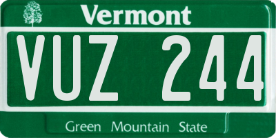 VT license plate VUZ244