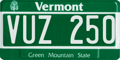 VT license plate VUZ250