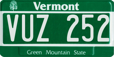 VT license plate VUZ252
